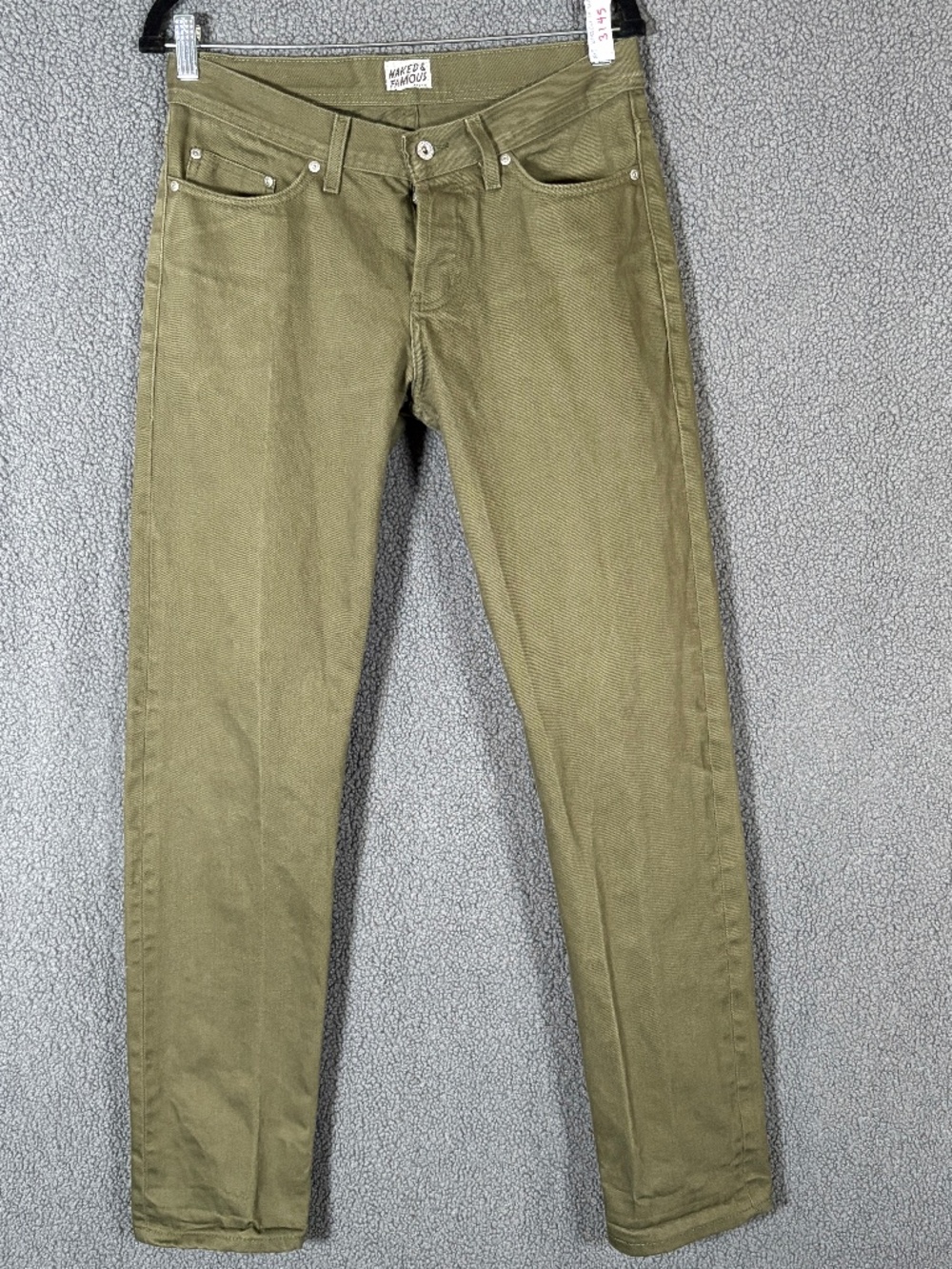 Naked & Famous Weird Guy Selvedge Chino Khaki Pants - Men's Size 31*33 - Green
